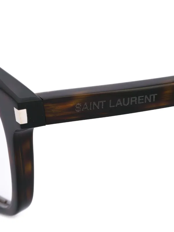 Saint Laurent Eyewear Square Frame Glasses | Brown | FARFETCH OM