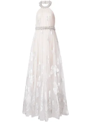 Badgley Mischka Foil Erfly Evening Gown Farfetch Badgley Mischka Foil Erfly Evening Gown