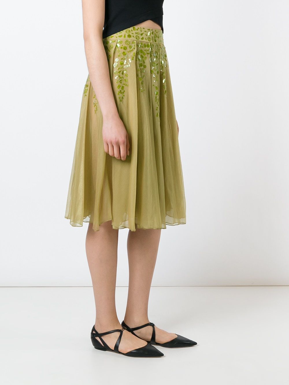 фото Romeo Gigli Pre-Owned декорированная плиссированная юбка