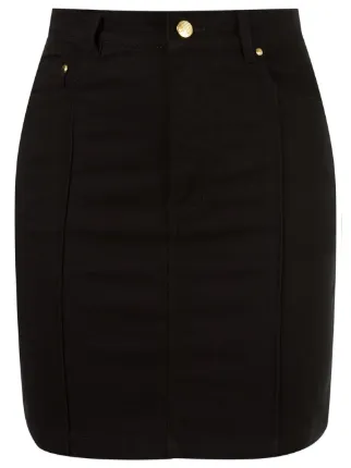 saia jeans cintura alta preta