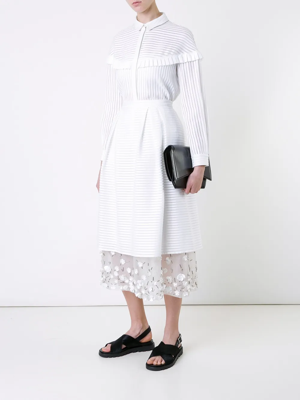 Mother Of Pearl embellished layered skirt - Wit