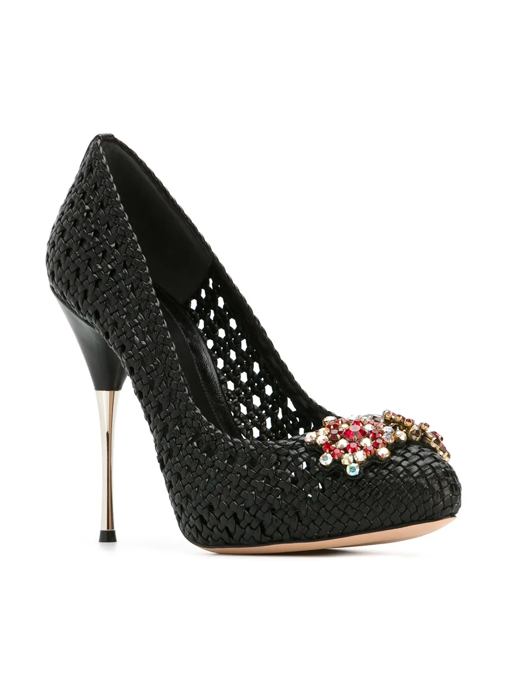 alexander mcqueen 镶嵌编织高跟鞋