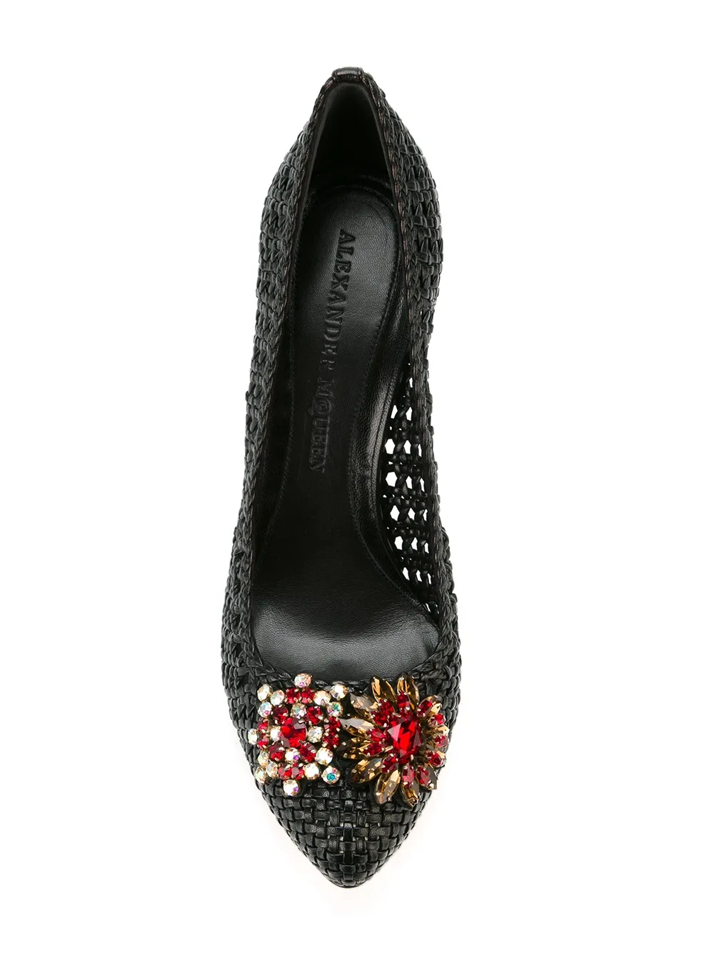 alexander mcqueen 镶嵌编织高跟鞋
