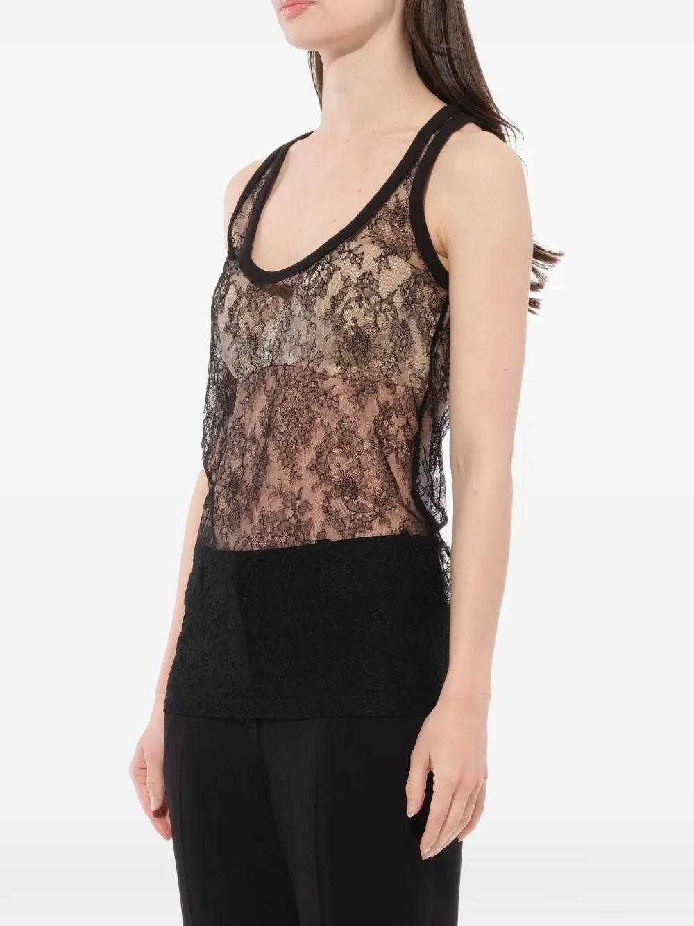  Givenchy Top Mit Floraler Spitze   Schwarz 