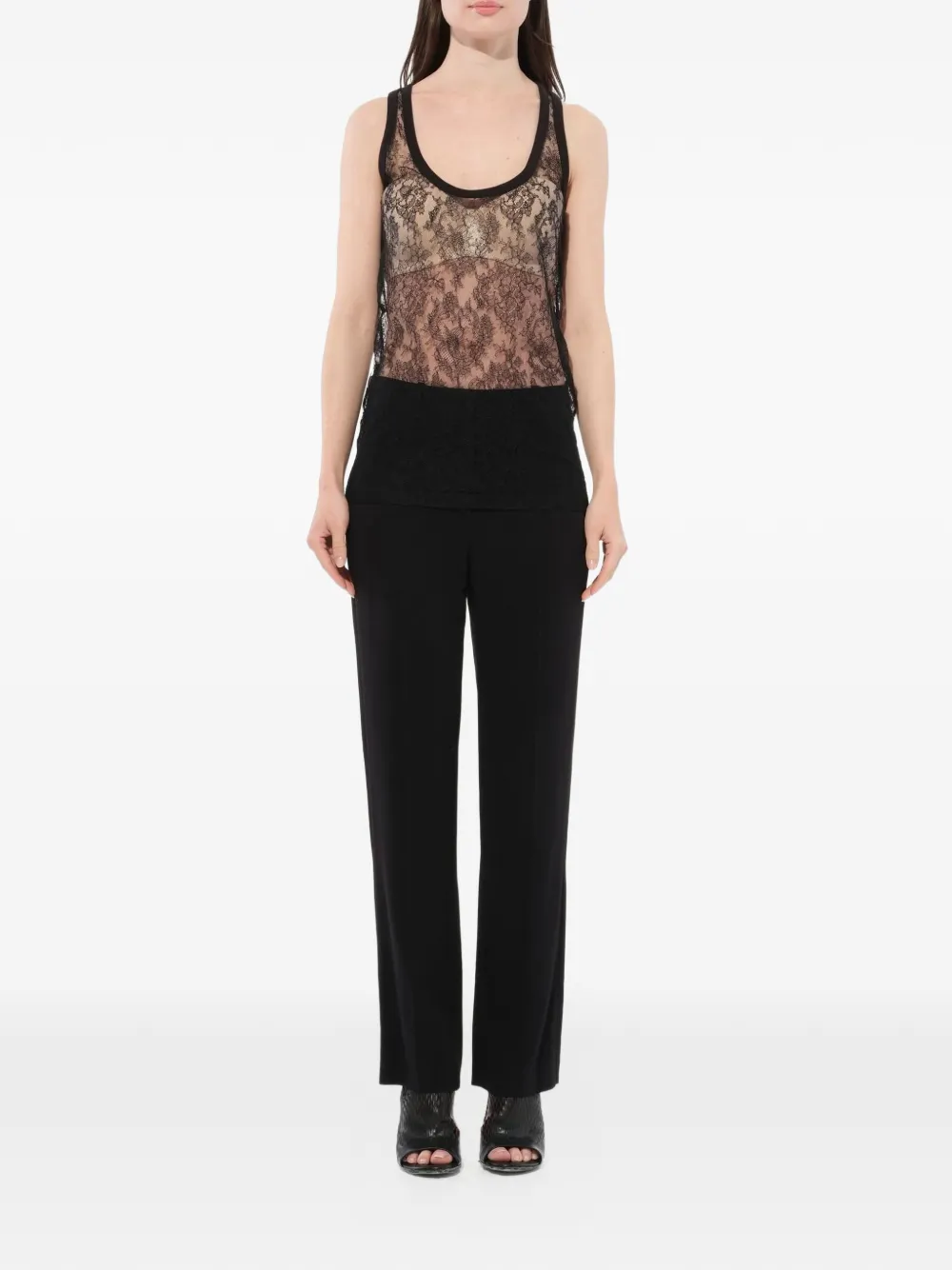  Givenchy Top Mit Floraler Spitze   Schwarz 
