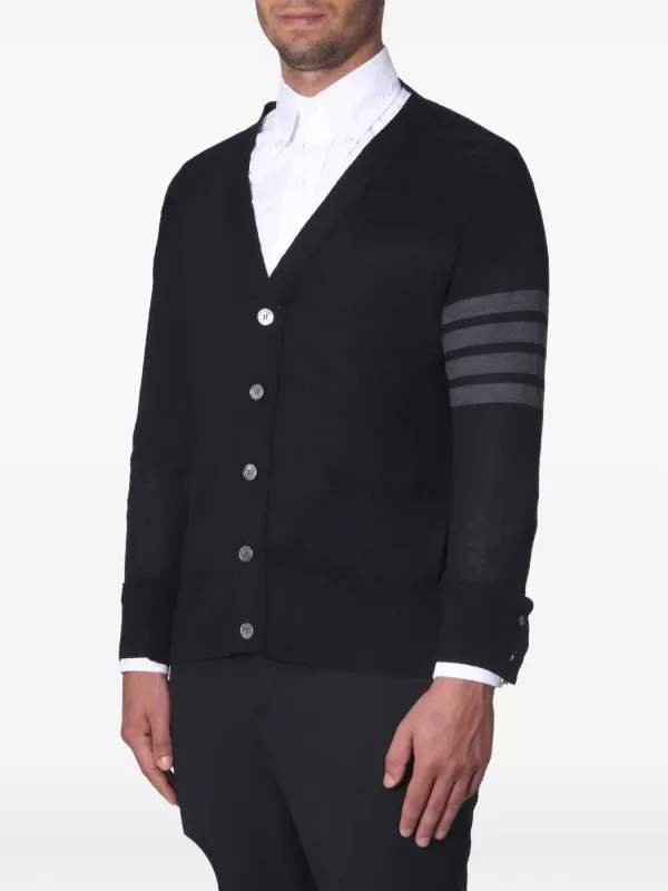 Thom Browne Vネックカーディガン 4BARストライプ ネイビーブルー