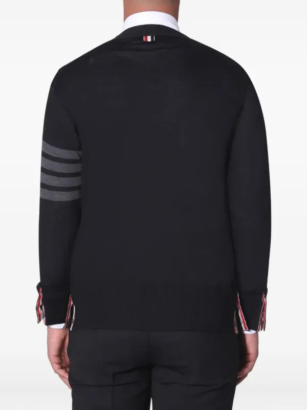 Thom Browne Vネックカーディガン 4BARストライプ ネイビーブルー