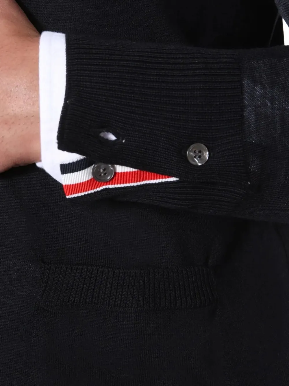 Thom Browne Vネックカーディガン 4BARストライプ ネイビーブルー
