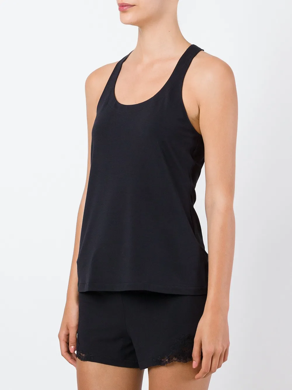 La Perla lace insert racerback vest - Zwart