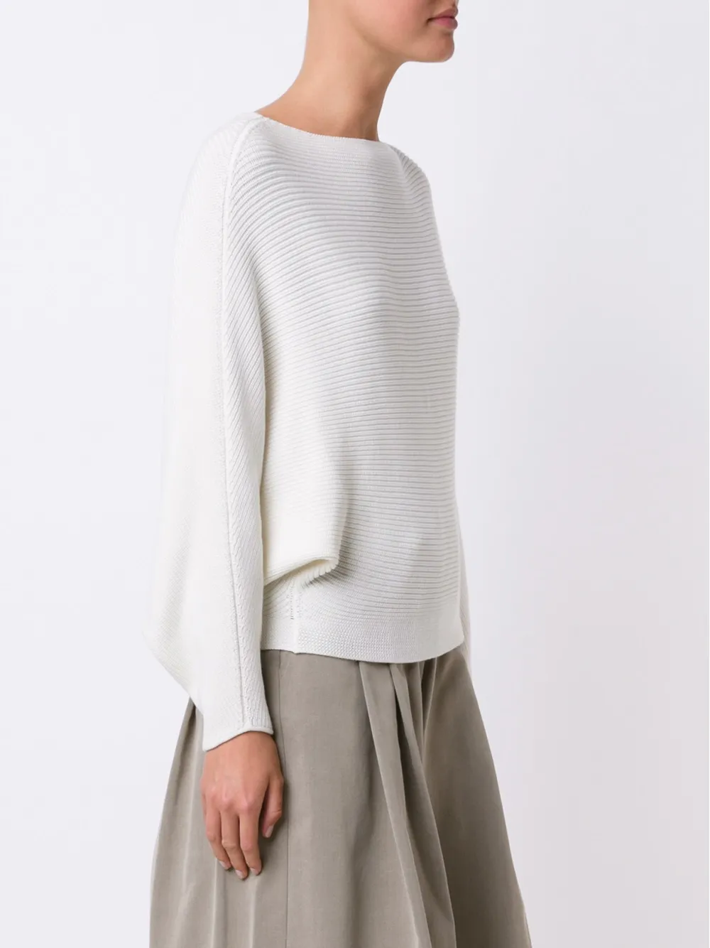 罗纹船领针织上衣