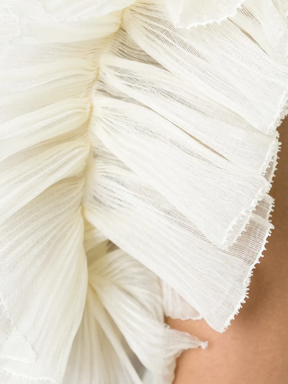 Alexander McQueen ruffled tulle evening dress Beige