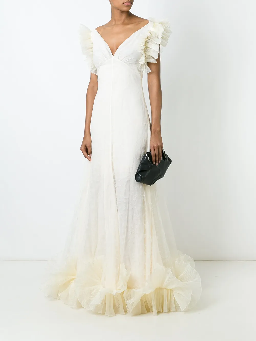 Alexander McQueen ruffled tulle evening dress - Beige