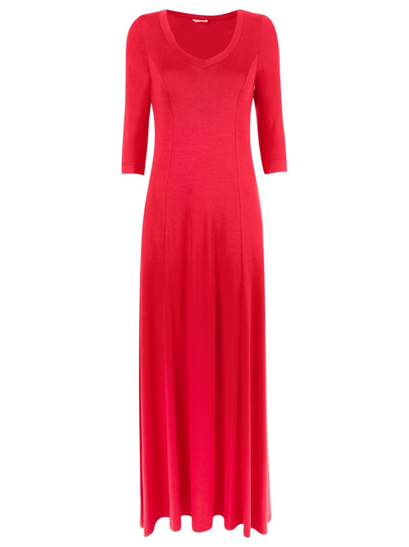 LYGIA & NANNY V-NECK LONG EVENING DRESS