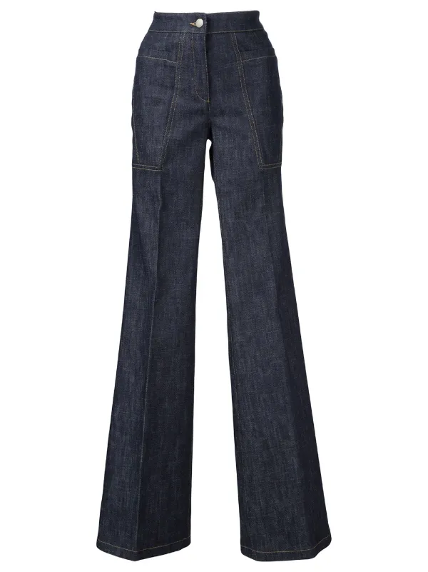 blue high waisted flared jeans