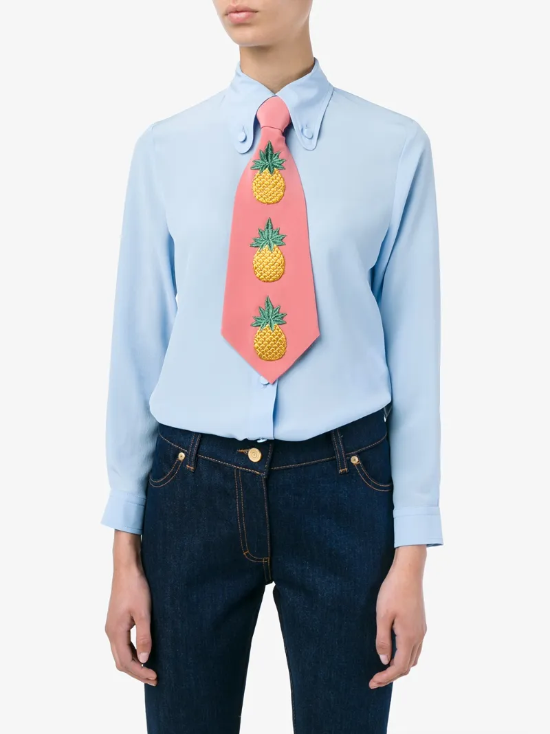 Gucci Embroidered Pineapple Silk-Blend Tie