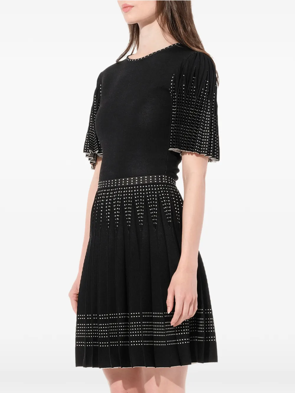  Alexander Mcqueen Plissiertes Strickkleid   Schwarz 