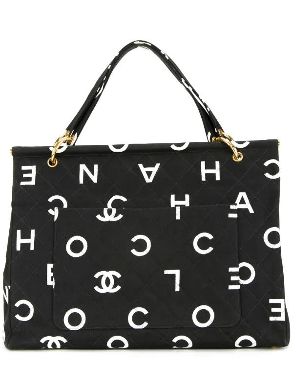 CHANEL Pre-Owned ロゴプリント トートバッグ | ブラック | FARFETCH JP