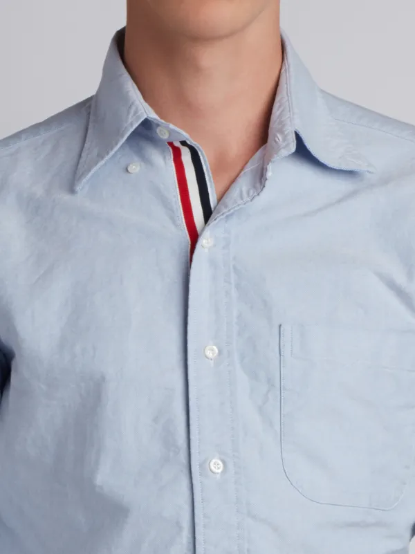 Long Sleeve Shirt With Grosgrain Placket In Blue Oxford