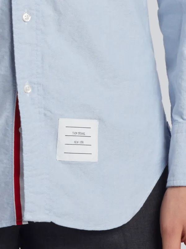 Long Sleeve Shirt With Grosgrain Placket In Blue Oxford