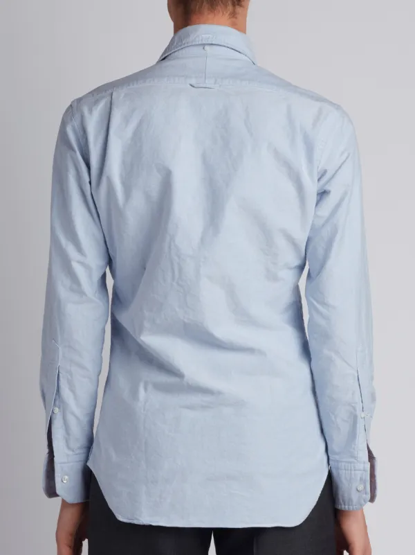 Long Sleeve Shirt With Grosgrain Placket In Blue Oxford