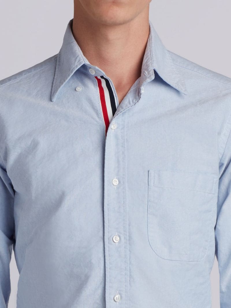 Light Blue Cotton Oxford Grosgrain Placket Shirt
