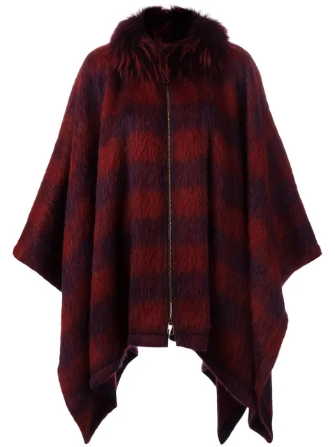 checked cape coat