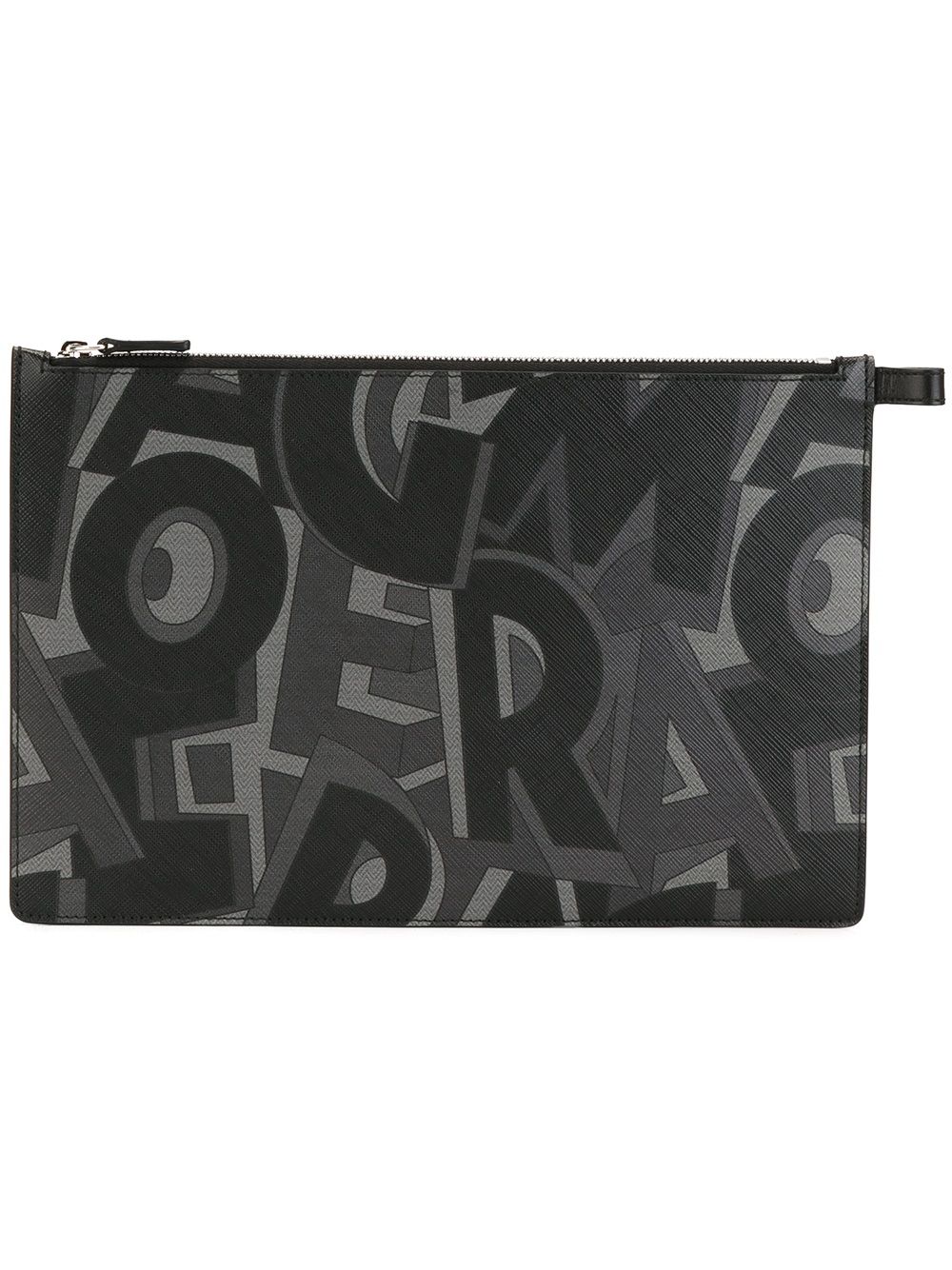 Ferragamo printed clutch Zwart