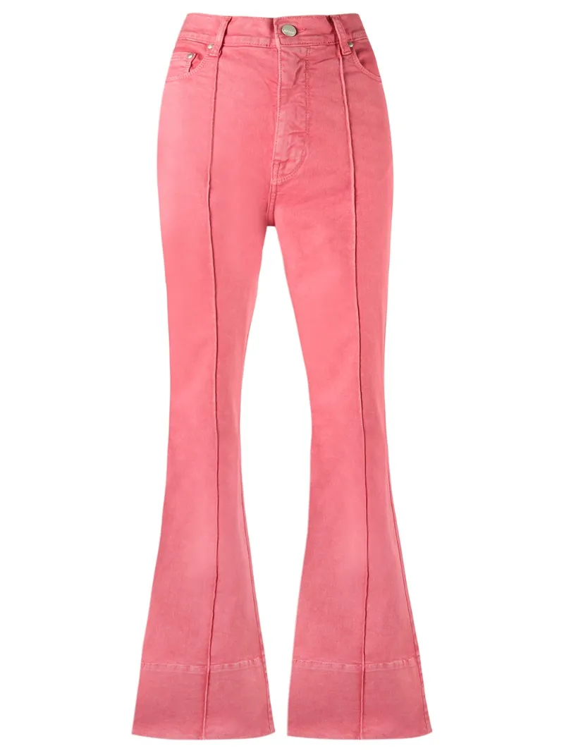 AmapĂ´ - high waist flared trousers - women - Cotton/Elastodiene - 40, Pink/Purple