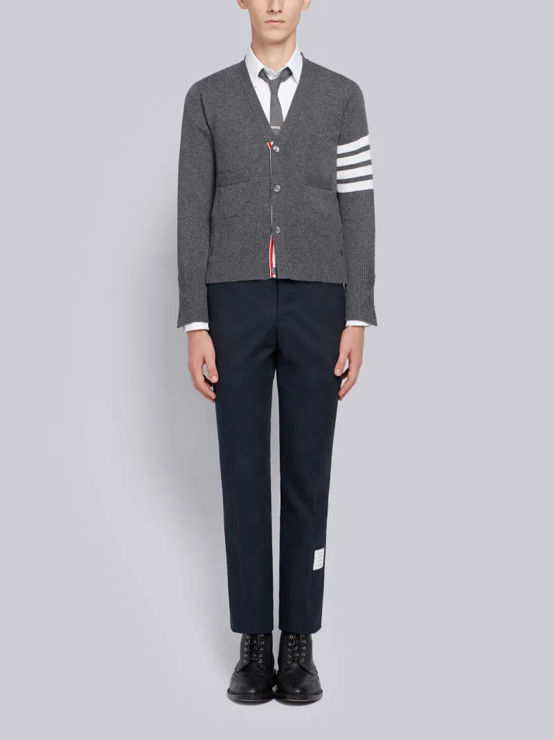 Medium Grey Cashmere 4-Bar V-Neck Cardigan | Thom Browne Official