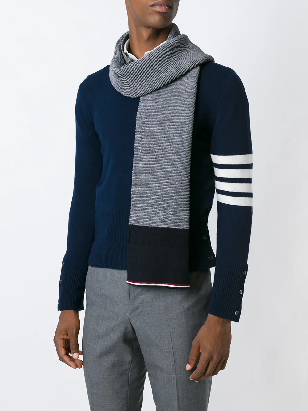 Thom Browne ribbed scarf - Zwart