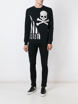 philipp plein featuring a crew neck, long sleeves, a ribbed hem