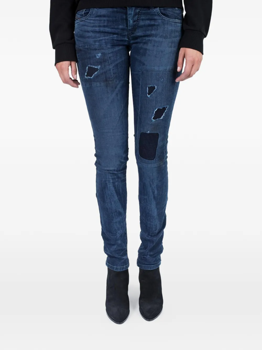 Diesel Grupee-Ne distressed jeans Blauw