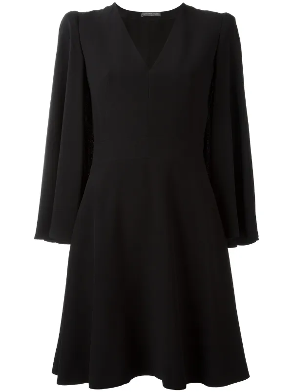 Alexander McQueen Flared Cape Dress in Black