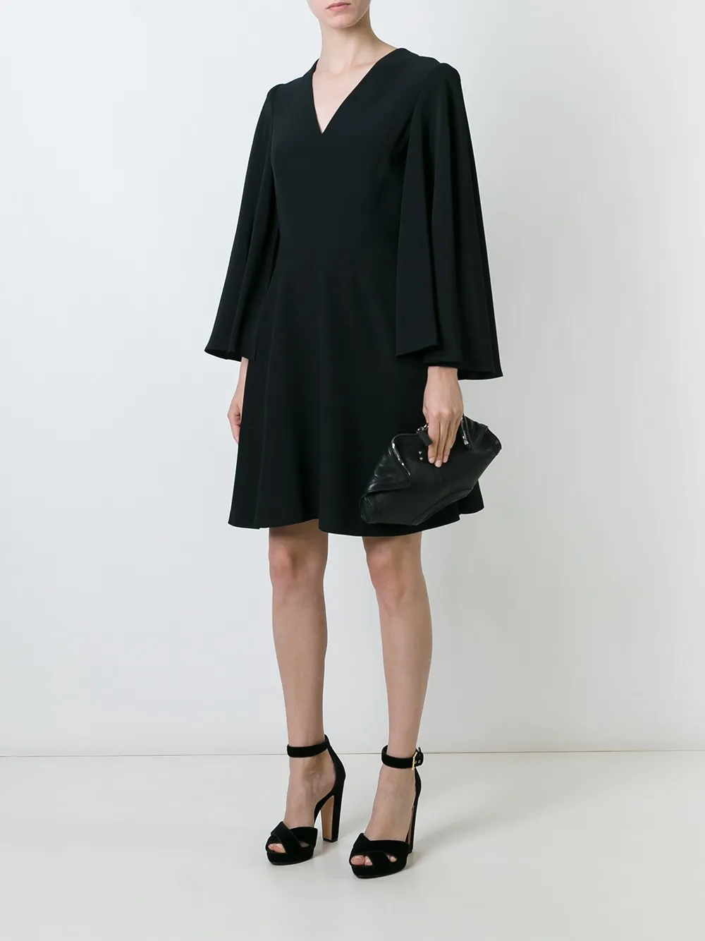 Alexander McQueen flared cape dress Zwart