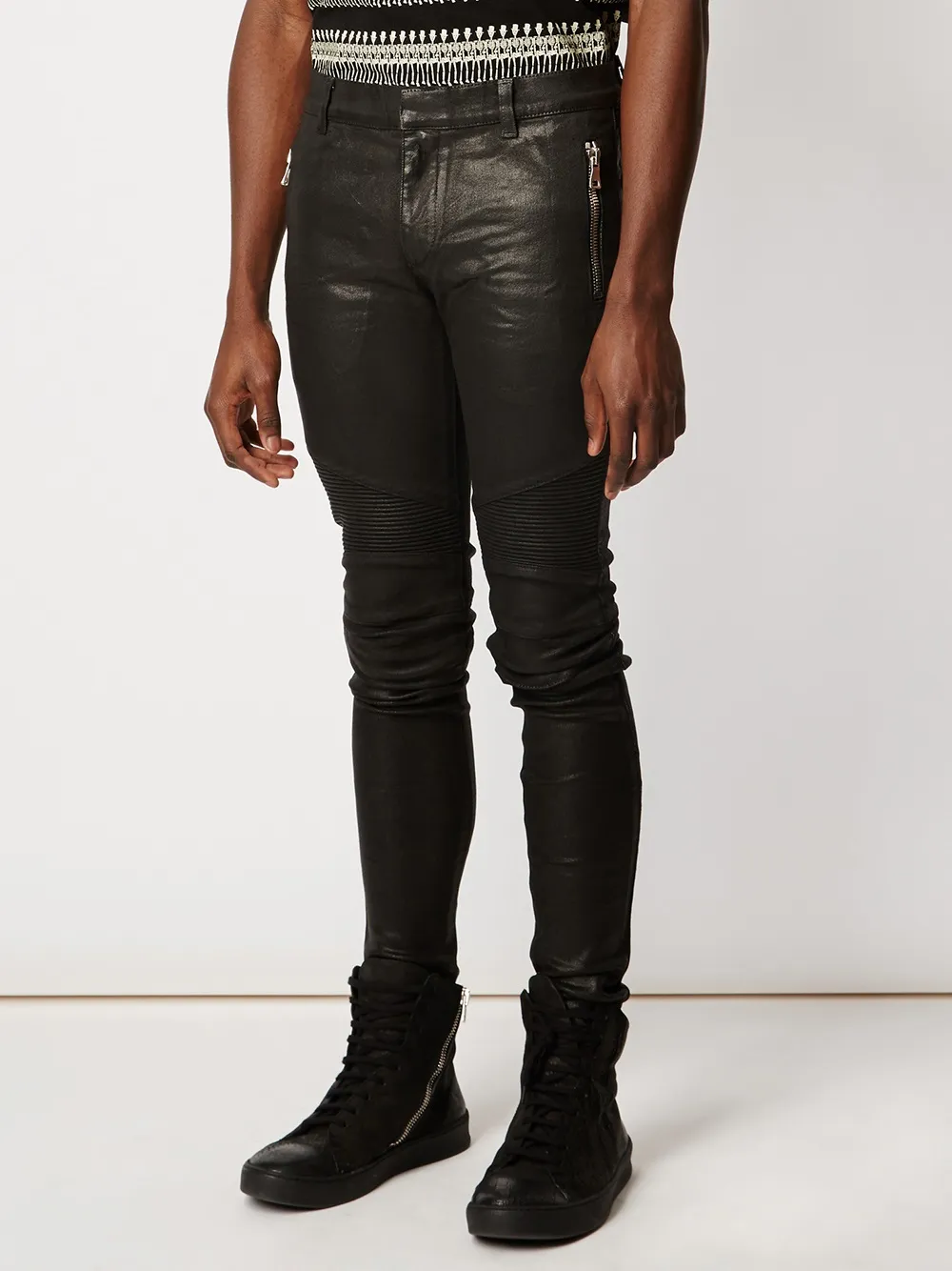 Balmain Biker Jeans In Black