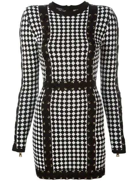 Balmain checked knit dress 