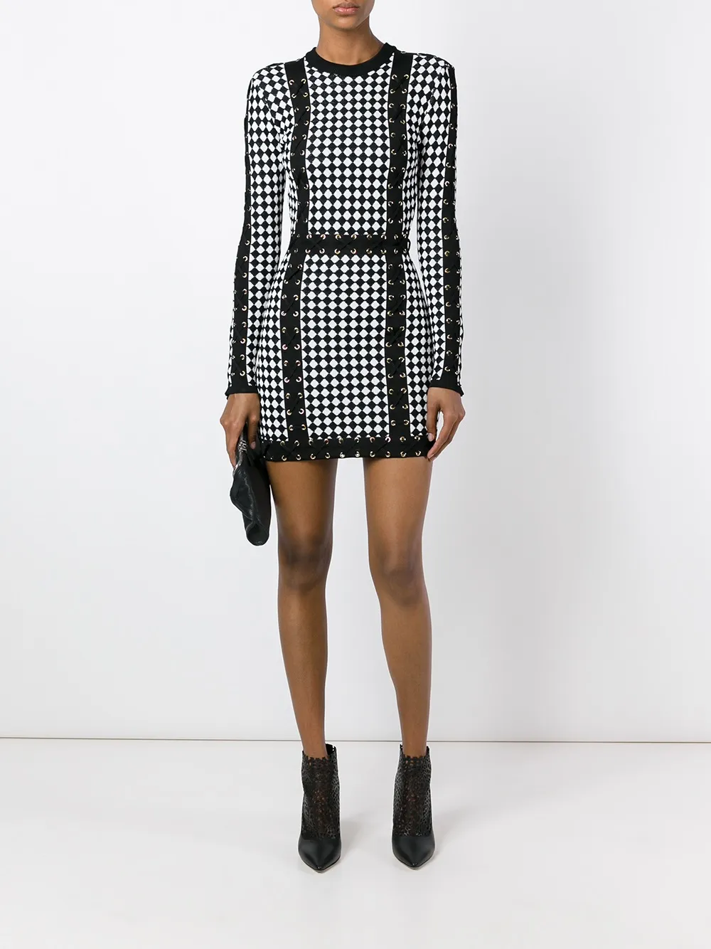 Balmain checked knit dress - Zwart