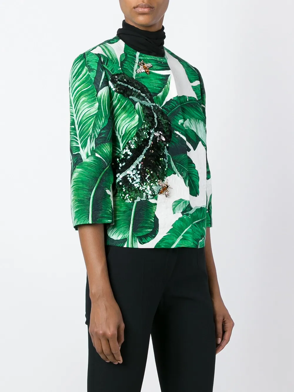 芭蕉叶锦缎夹克