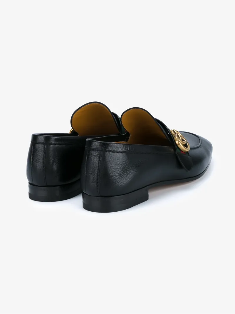 GUCCI Loafers Donnie Loafers With Web Detail And Gg Monogram in Nero ...