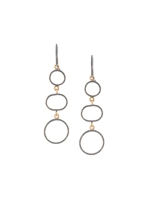 MELISSA JOY MANNING MELISSA JOY MANNING 14KT GOLD DETAILED THREE CIRCLE DROP EARRINGS - GREY