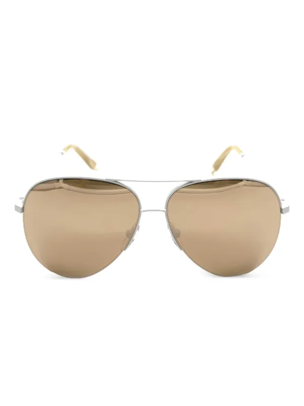 Victoria Beckham Silver Frame Aviator Sunglasses with golden Lenses VICTORIA BECKHAM Rounded Metal Aviator SUNGLASSES MSRP$395  main image 3