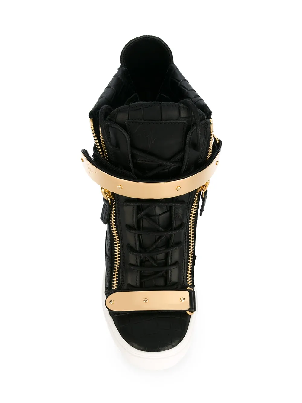 Giuseppe Zanotti crocodile effect hi-top wedge sneakers Zwart