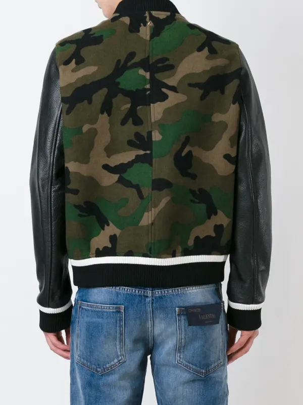 Valentino Garavani 'Rockstud' Camouflage Bomber Jacket Black