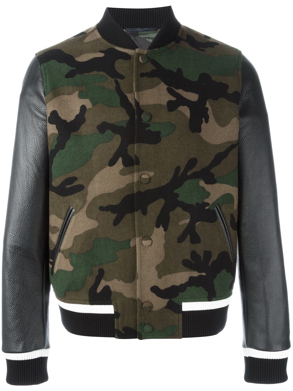 Valentino Garavani 'Rockstud' camouflage bomber jacket Zwart