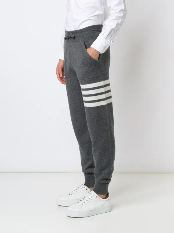 Thom Browne Stripe Detail Sweatpants Grey FARFETCH CA