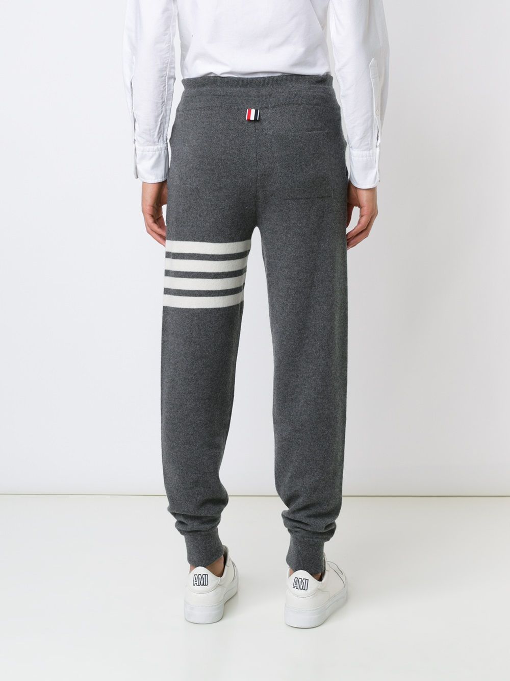 Shop Thom Browne Stripe Detail Sweatpants In Grey