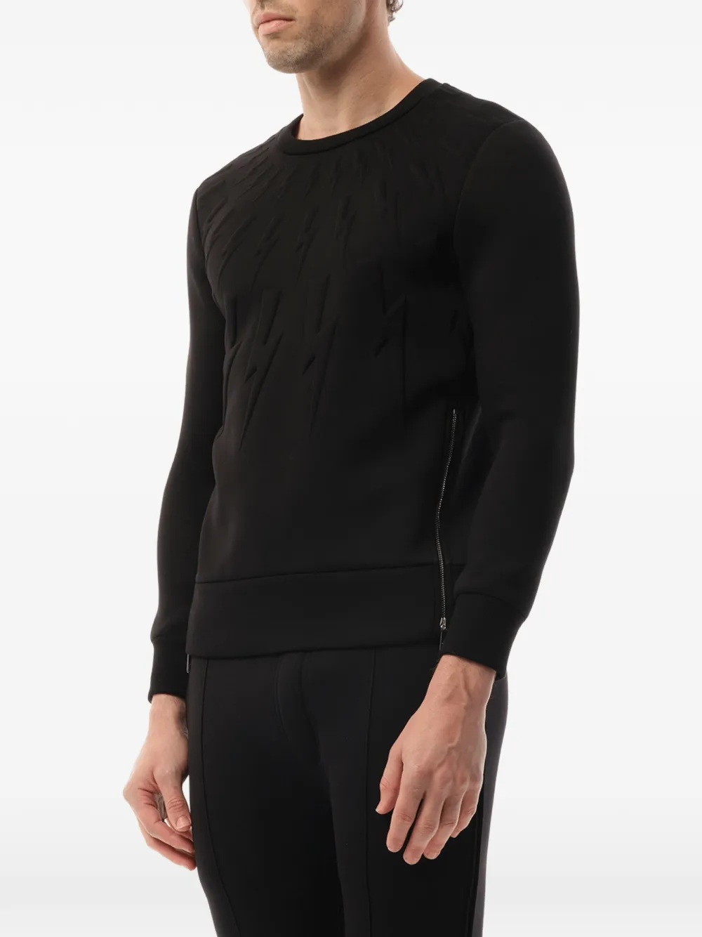  Neil Barrett Fair Isle Pullover Mit Blitzmotiv   Schwarz 