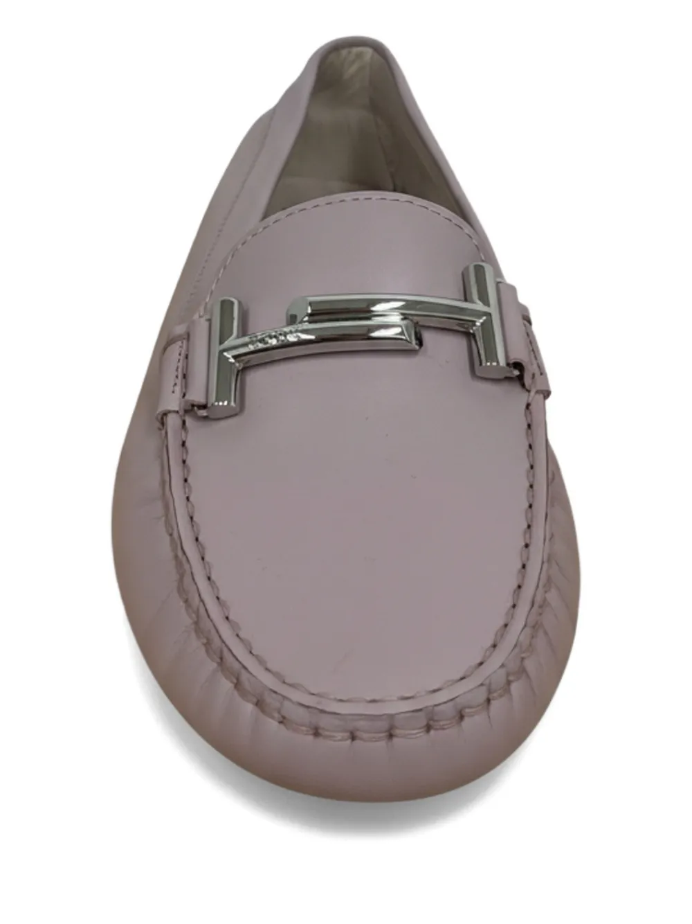Tod's silver-tone hardware loafers Roze