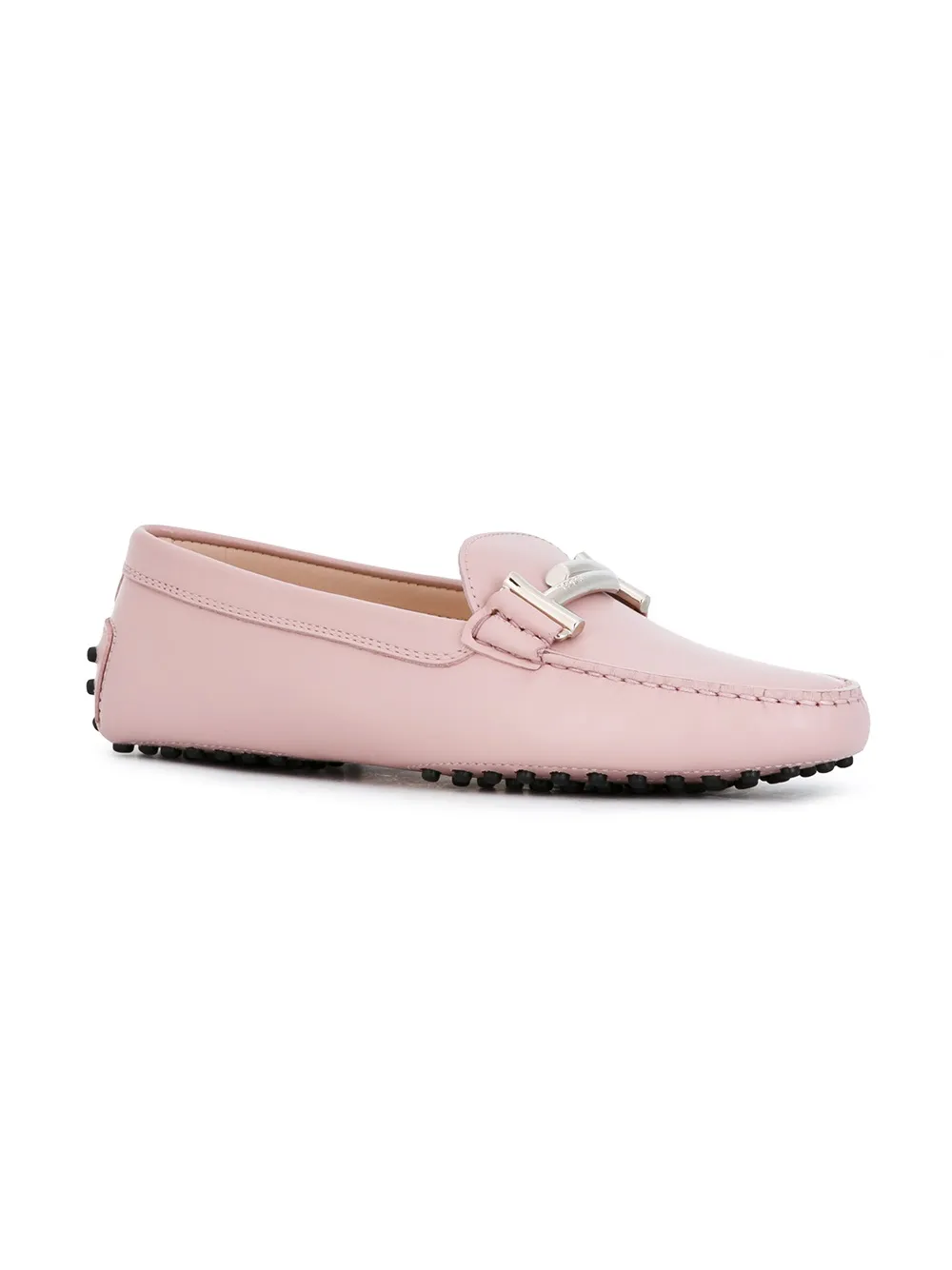 Tod's silver-tone hardware loafers - Roze