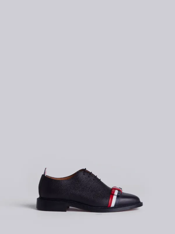 Wholecut Shoe With Red, White And Blue Leather Bow In Pebble Grain